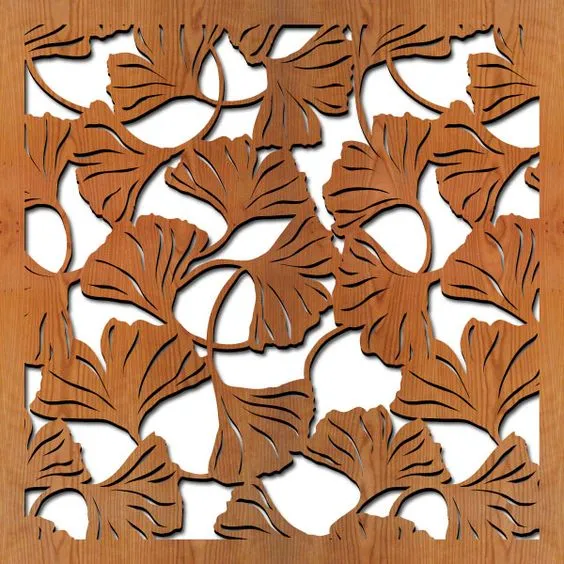 Laser Cutting Motif Daun - Dari Bahan Kayu