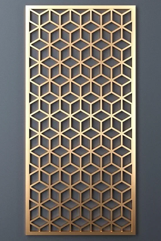 pintu cutting laser motif hexagon