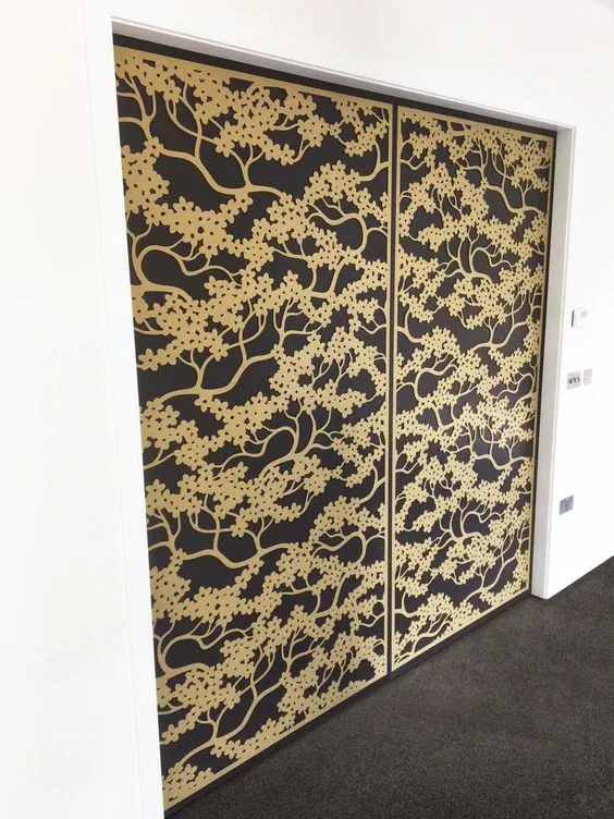 pintu cutting laser motif floral